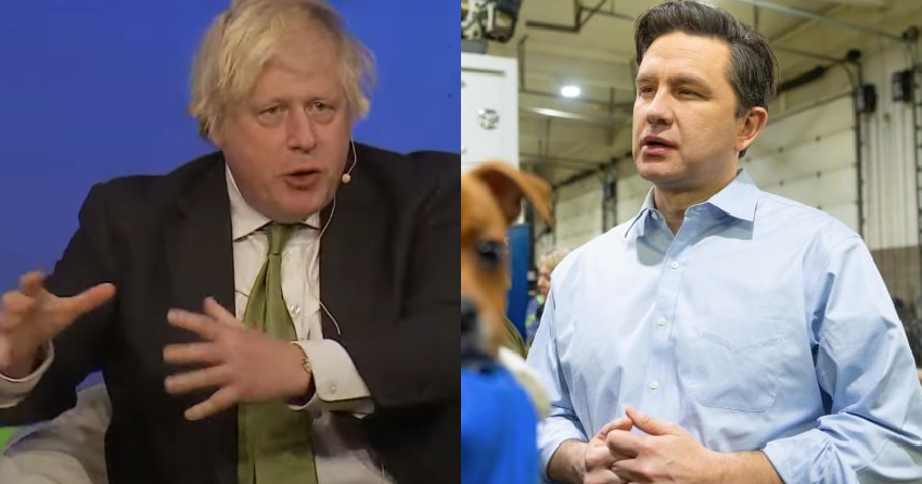 Boris Johnson 'full of enthusiasm' about Poilievre Tories, but advocates 'agenda' for climate change