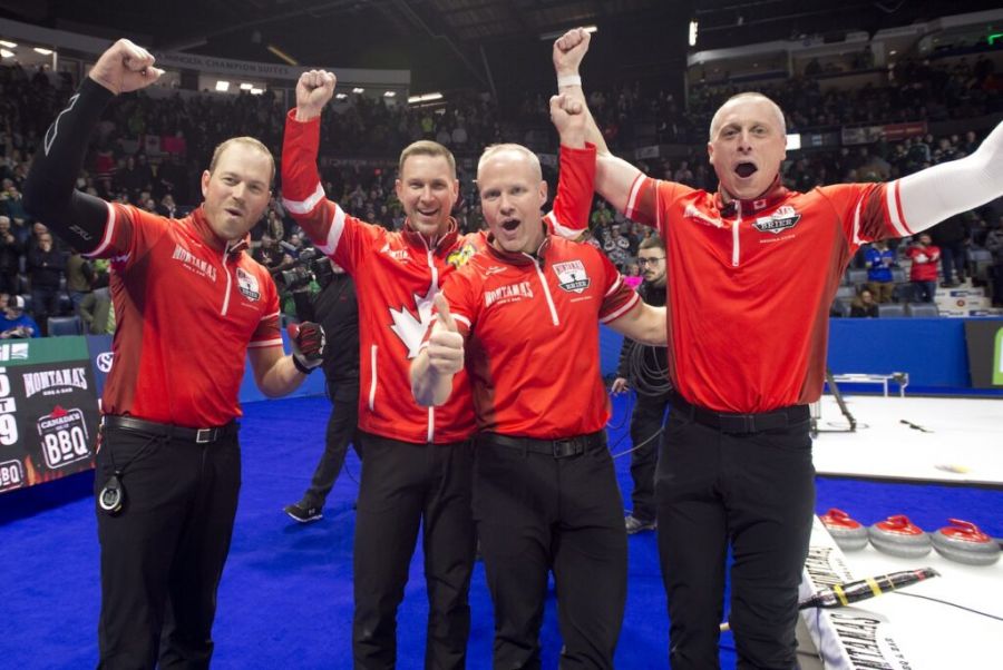 <who> Photo Credit: Curling Canada/Michael Burns</who>Team Canada, (L-R), Geoff Walker, Brad Gushue, Mark Nichols and E.J. Harnden