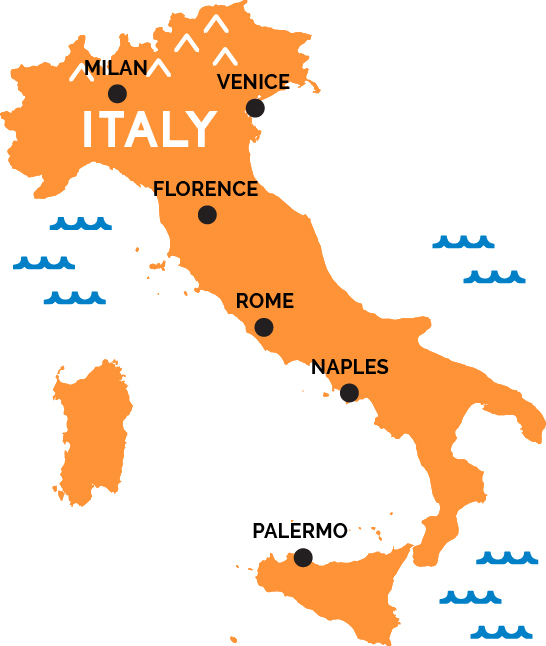 </who>The boot-shaped peninsula that is Italy stretches from Africa in the south to the Alps in the north.