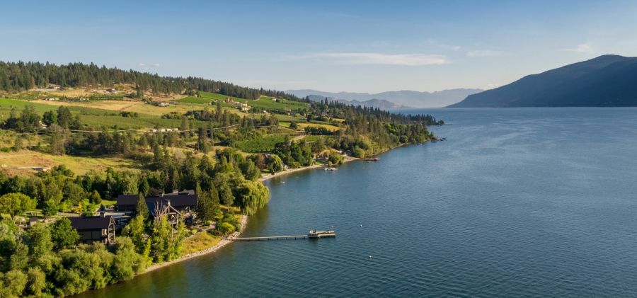 </who> An aerial view of the 8.5-acre property.