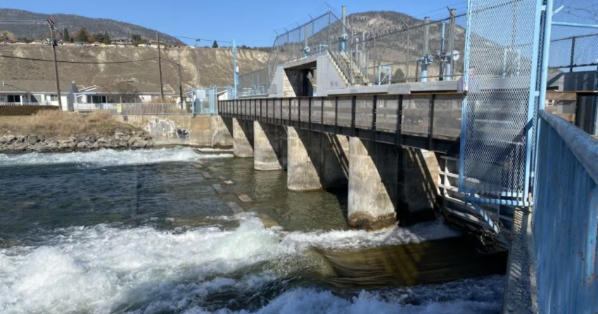 <who> Photo Credit: NowMedia file picture </who> A vie of the outflow at the Penticton dam in late March 2023.