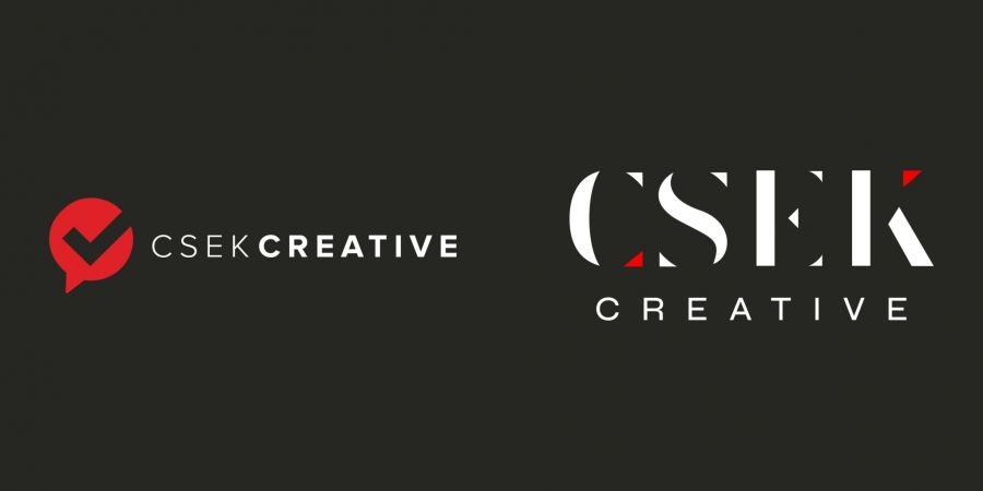 The old Csek Creative logo beside the new logo