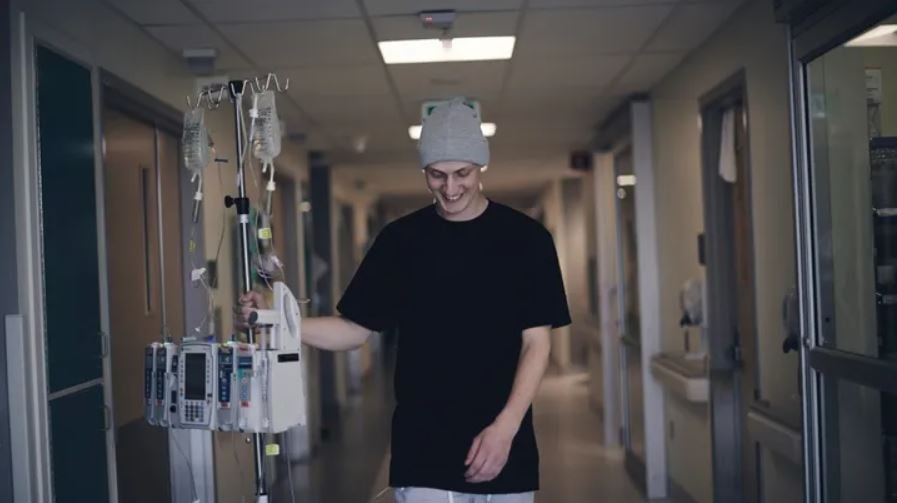 <who>Photo Credit: GoFundMe</who>Aiden Borne during his second battle with cancer in 2019.