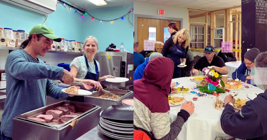 <who>Photo Credit: Kelowna's Gospel Mission/Facebook</who>The 2023 Easter lunch.