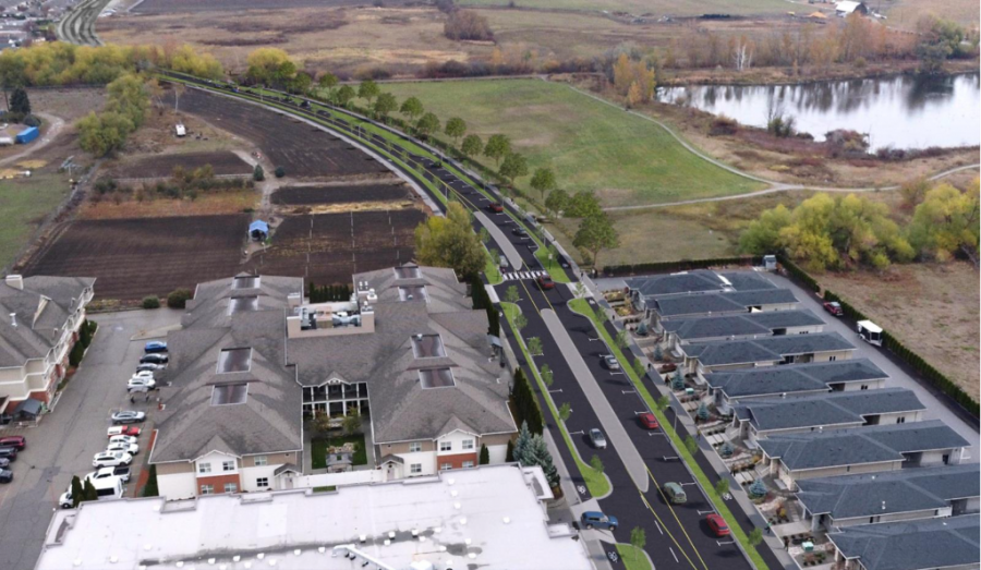 <who>Photo Credit: City of Kelowna</who>A rendering of the Burtch Road extension through Munson Pond Park.