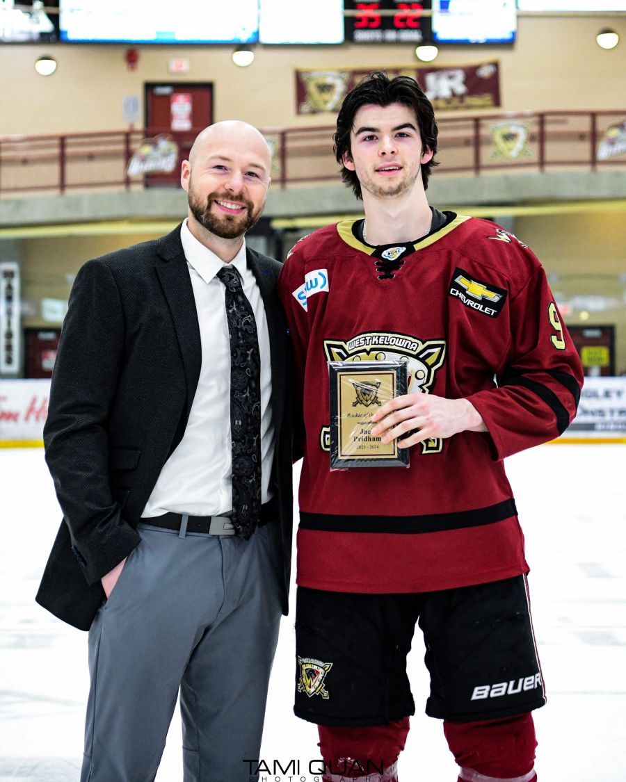 <who>Photo Credit: Tami Quan Photography</who>Jack Pridham won the West Kelowna Warriors Rookie of the Year award for the 2023-24 season.