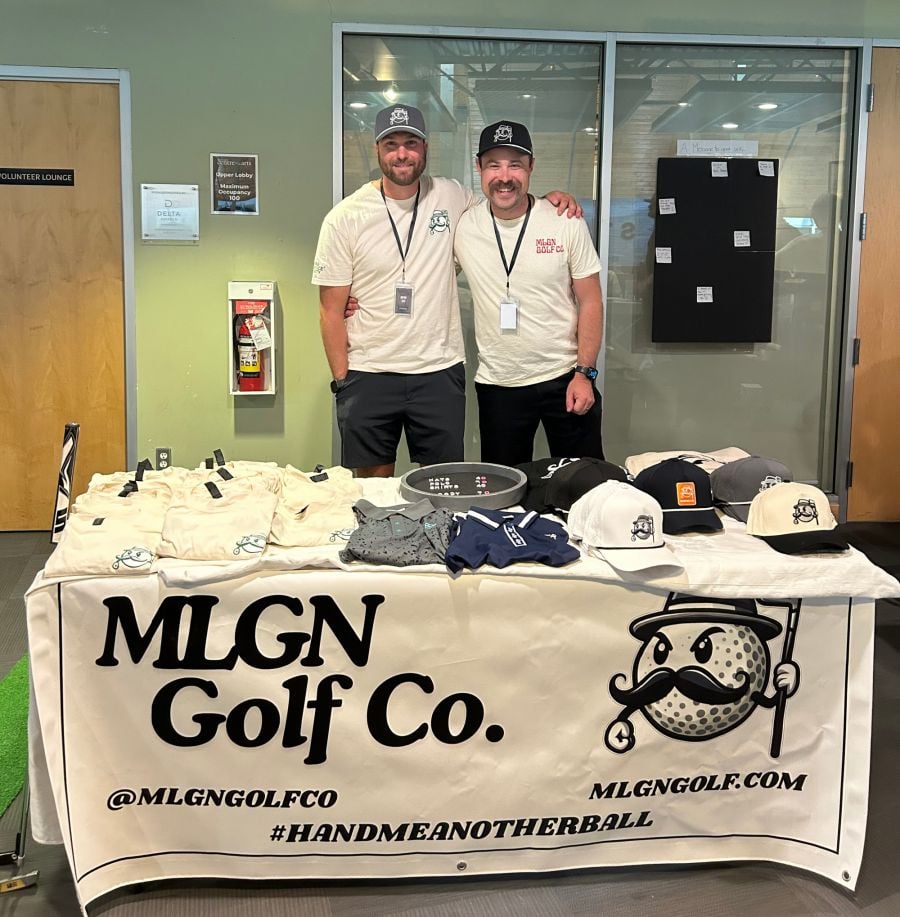 <who>Photo Credit: Conrtibuted</who>MLGN Golf Co. -- Lucas Jacobson (L) and Ryan Hank