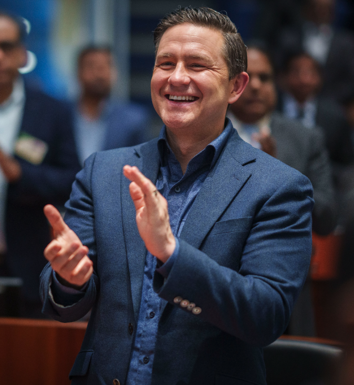 <who> Photo credit: X/Pierre Poilievre </who> Tory leader Pierre Poilievre looking merry.