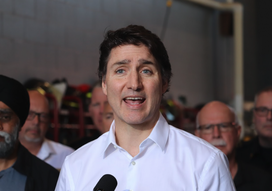 <who> Photo credit: NowMedia </who> Justin Trudeau in West Kelowna, where he laid into Meta over its news ban.